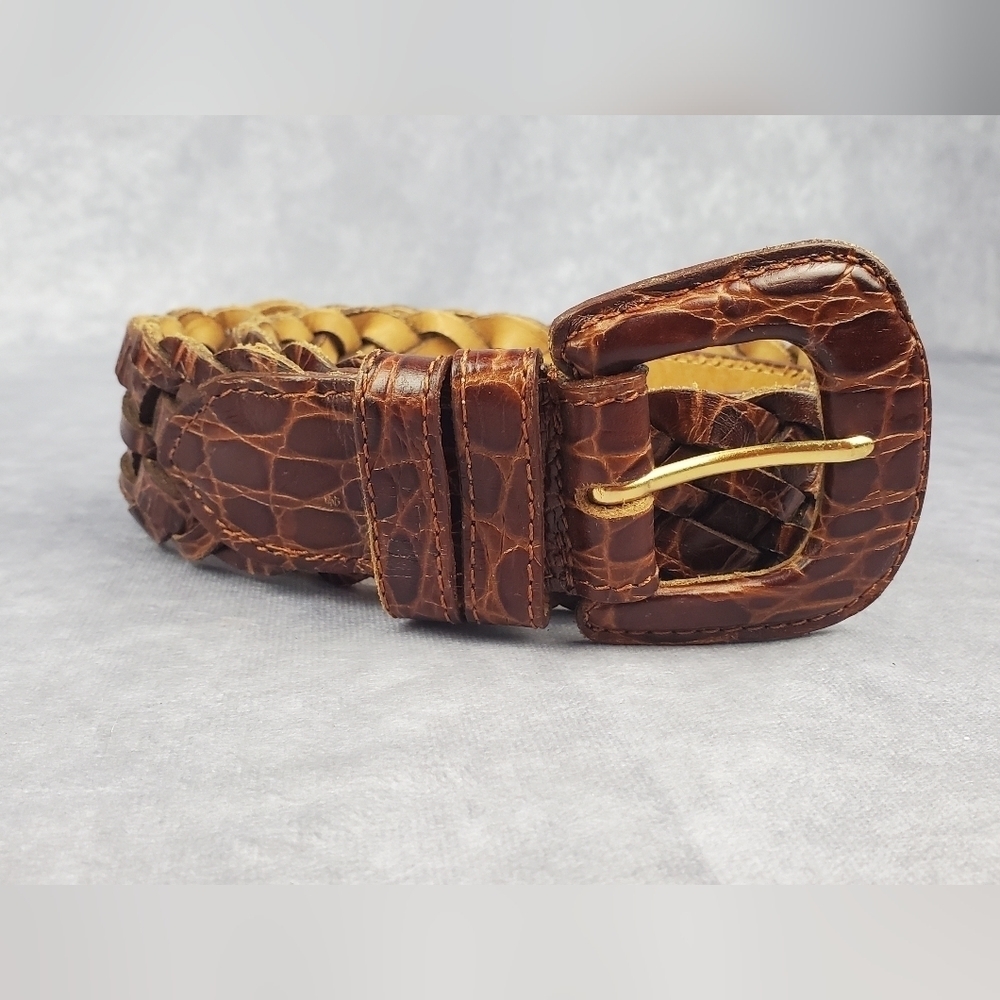 GAMMON SHIRE Italian Calfskin Woven western Cowgirl Genuine Leather Women's belt